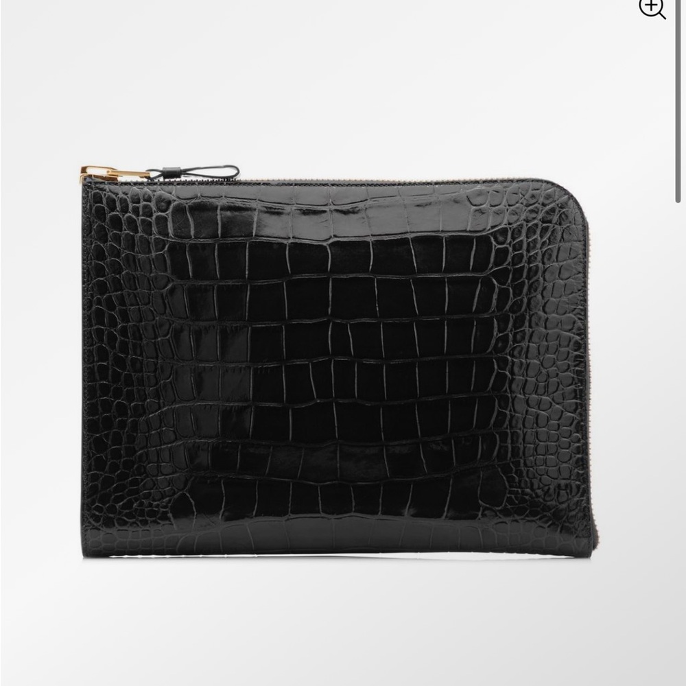 Tom Ford Black Crocodile-Embossed Portfolio Laptop Document Case